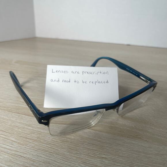 Ray-Ban RB7014 5068 Eyeglasses Half Rim Blue Frames Only PARTS ONLY 54-18-140 - Picture 1 of 8
